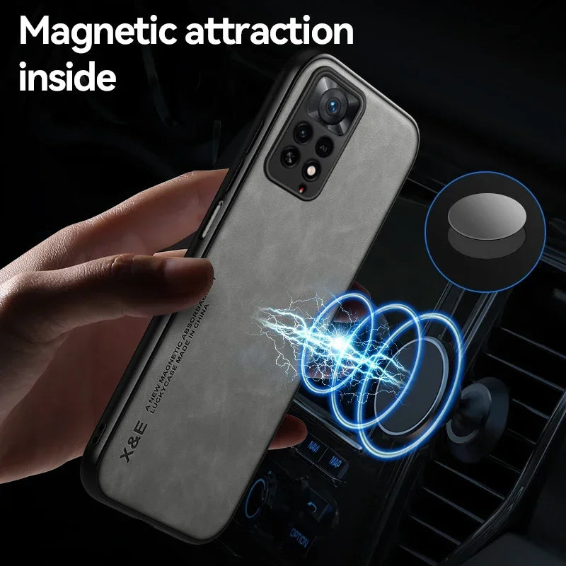 Leather Magnetic Case For Xiaomi Redmi Note 10 9 11 Pro Max 11S 10S 9S