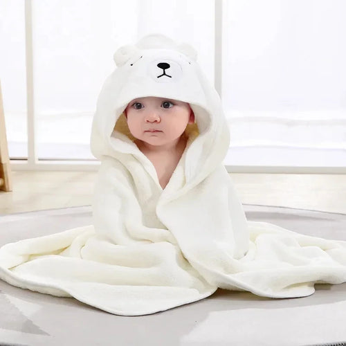 Baby Bath Towel Boy Girl Newborn with Hood Cartoon Animal Coral Fleece