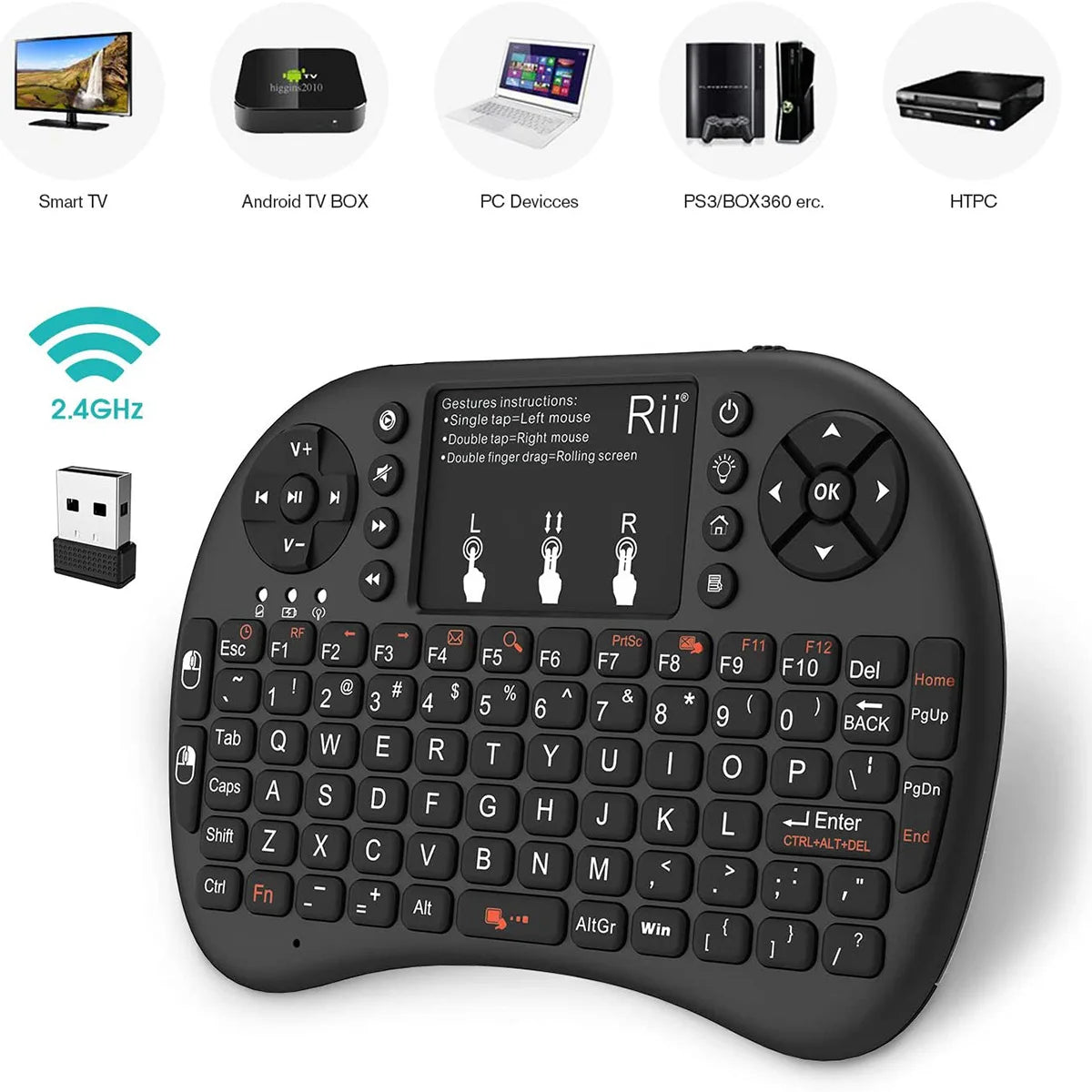 Rii i8+ Mini wireless keyboard 2.4GHz Wireless Keyboard with TouchPad