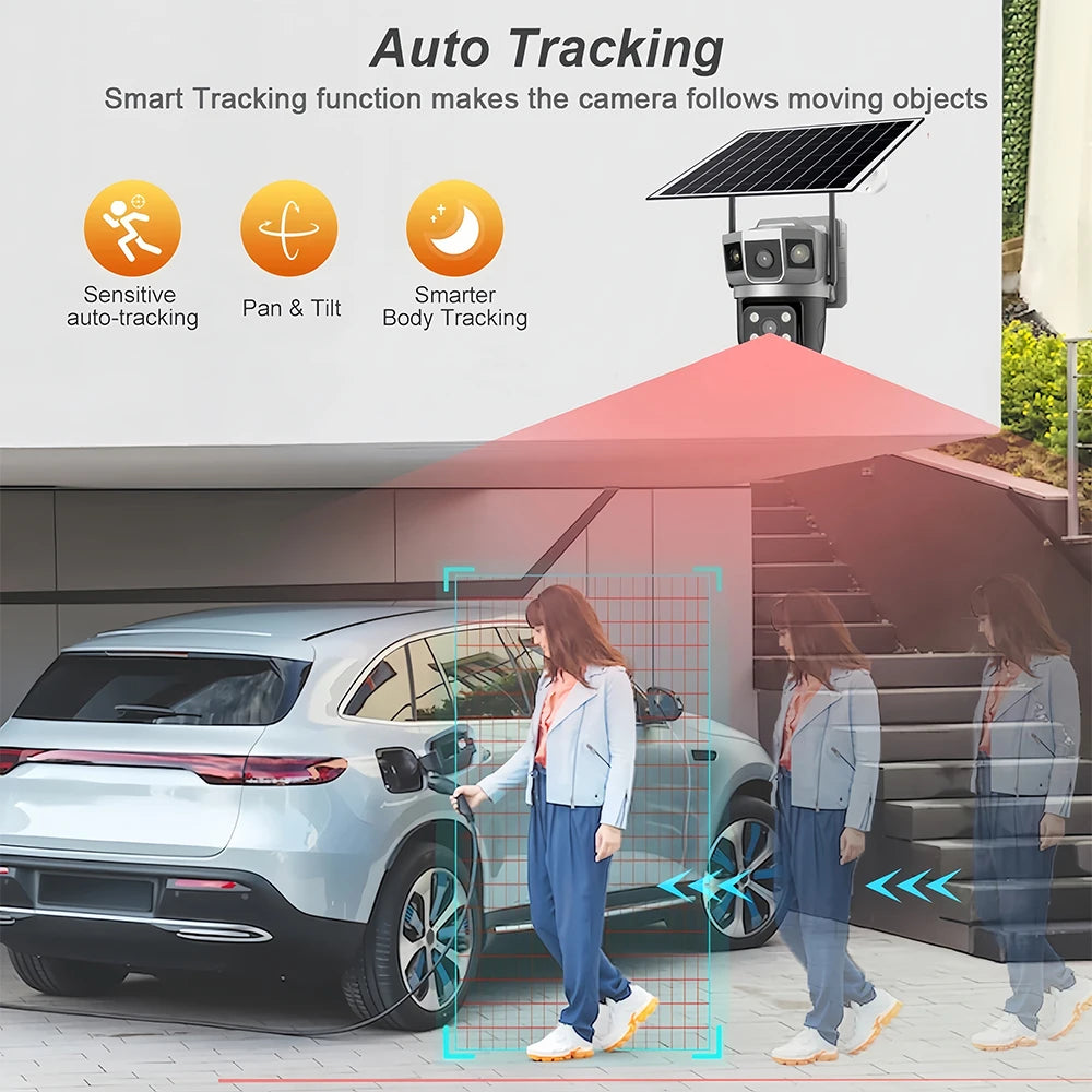 V380Pro Solar Camera 4G Sim Card Camera Triple Screen WiFi Network