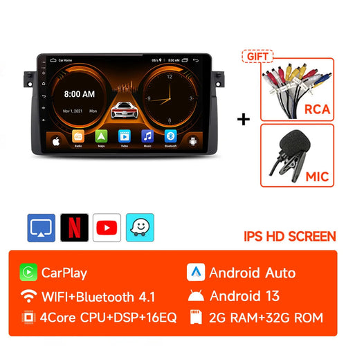 2 Din Android 13 Car Radio For BMW E46 M3 X5 1998-2006 Multimedia