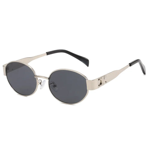 Small Metal Frame Oval Sunglasses For Women 2024 Brand Designer