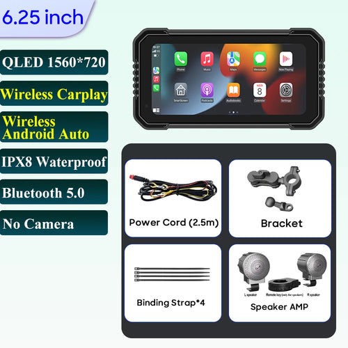 6.25 inch Motorcycle Navigation Screen 1560*720 Wireless CarPlay