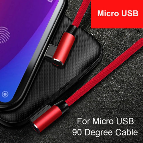 Micro USB Cable for Android Devices L-shape 1M 2M Charging Cord 90