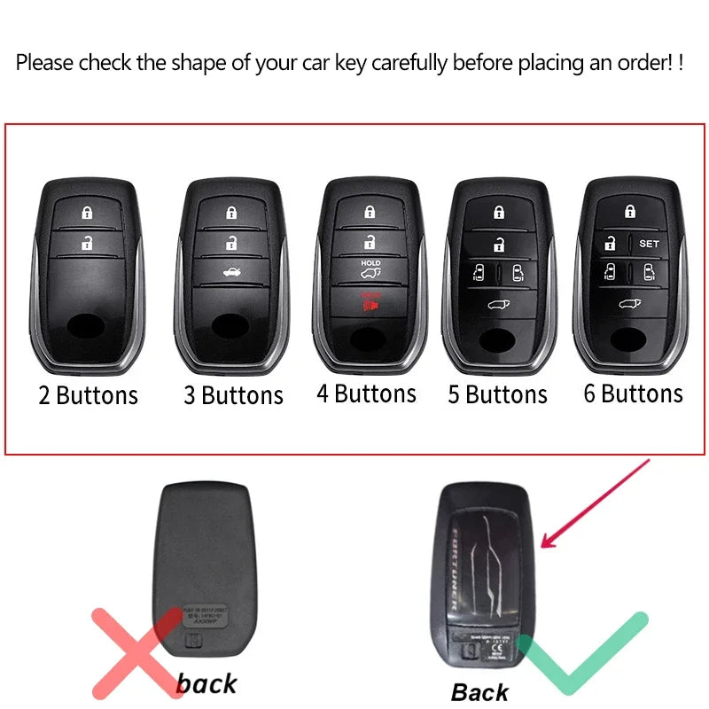 Silver Tpu Car Key Case Cover Shell for Toyota Fortuner Rav4