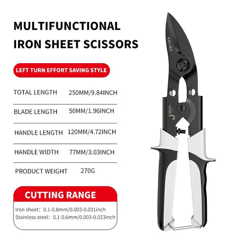 Professional Industrial Shears:Stainless Steel Scissors Tin Snips for