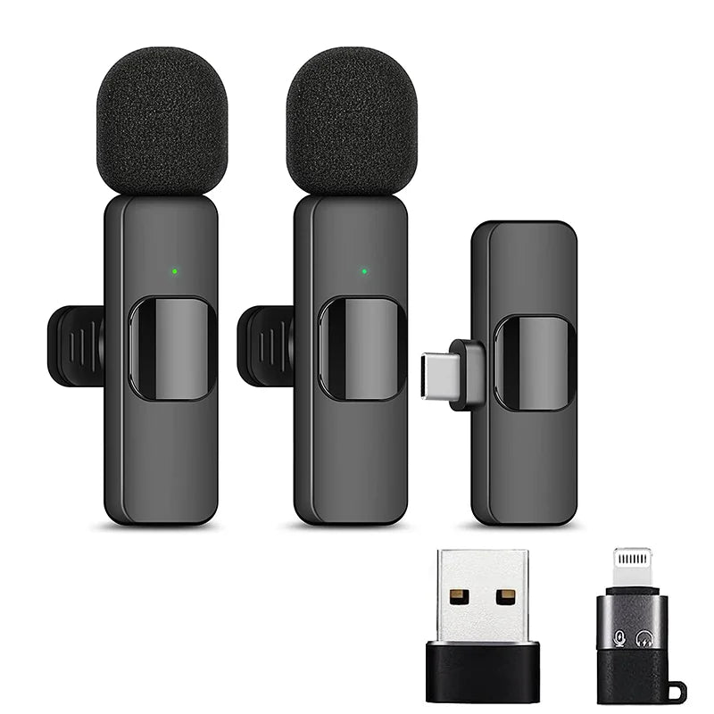 Wireless Lapel Microphone Podcast Lavalier Dual Tie Mini Mic for