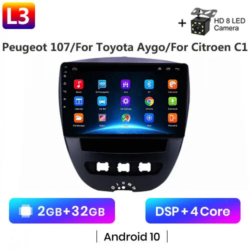 Android 10 2 Din Car Multimedia Player For Peugeot 107 Toyota Aygo