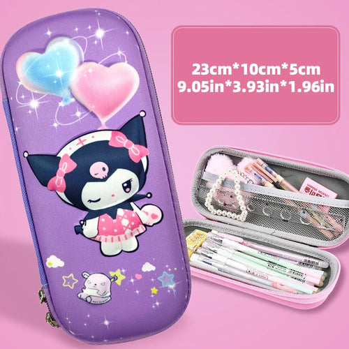 Kuromi & Cinnamoroll Pencil Case, Durable, 3D Three-dimensional
