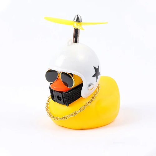 Car Cute Duck with Helmet Broken Wind Small Yellow Duck Bike