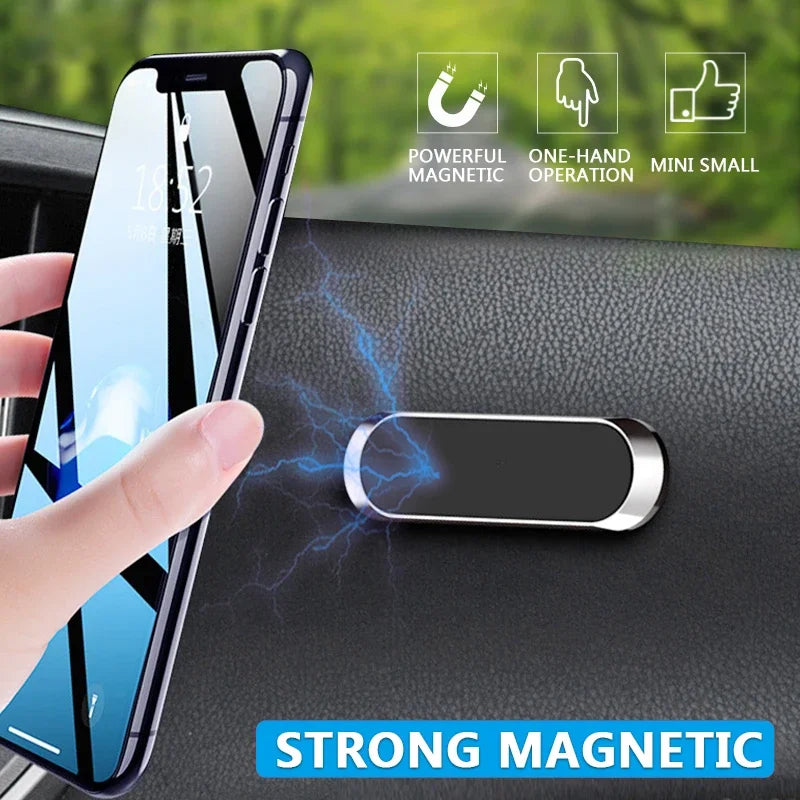 Magnetic Car Phone Holder Rotatable 360°Mini Strip Shape Stand For