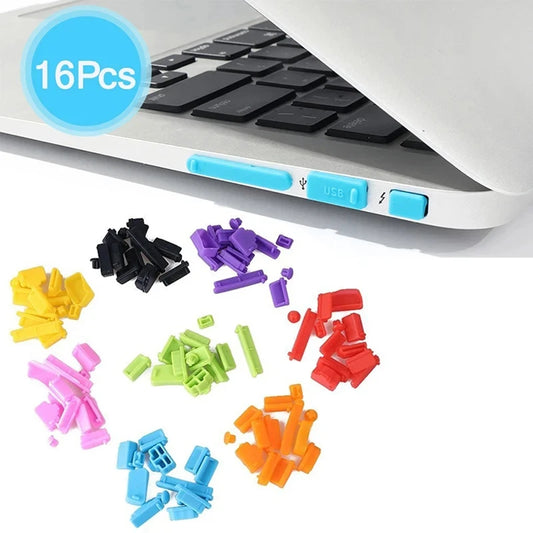 16pcs Colorful Anti Dust Plug for Laptop Silicone Cover Stopper