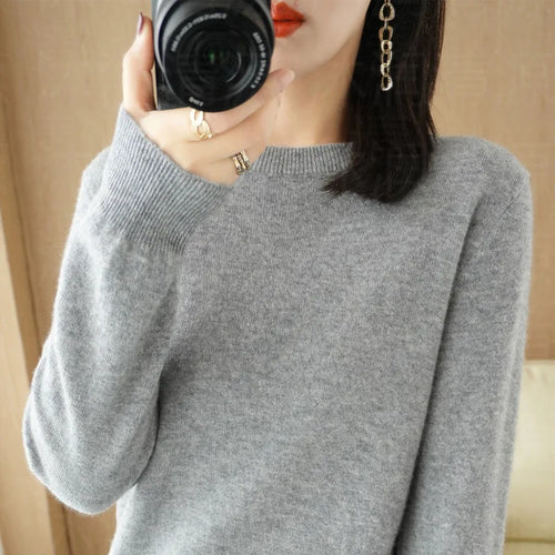Autumn And Winter Cashmere Sweater Women's Crew Neck Pullover Casual