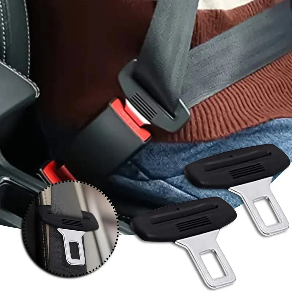 2pcs Car Safety Belt Lock Universal Adjustable Black Straight Lock