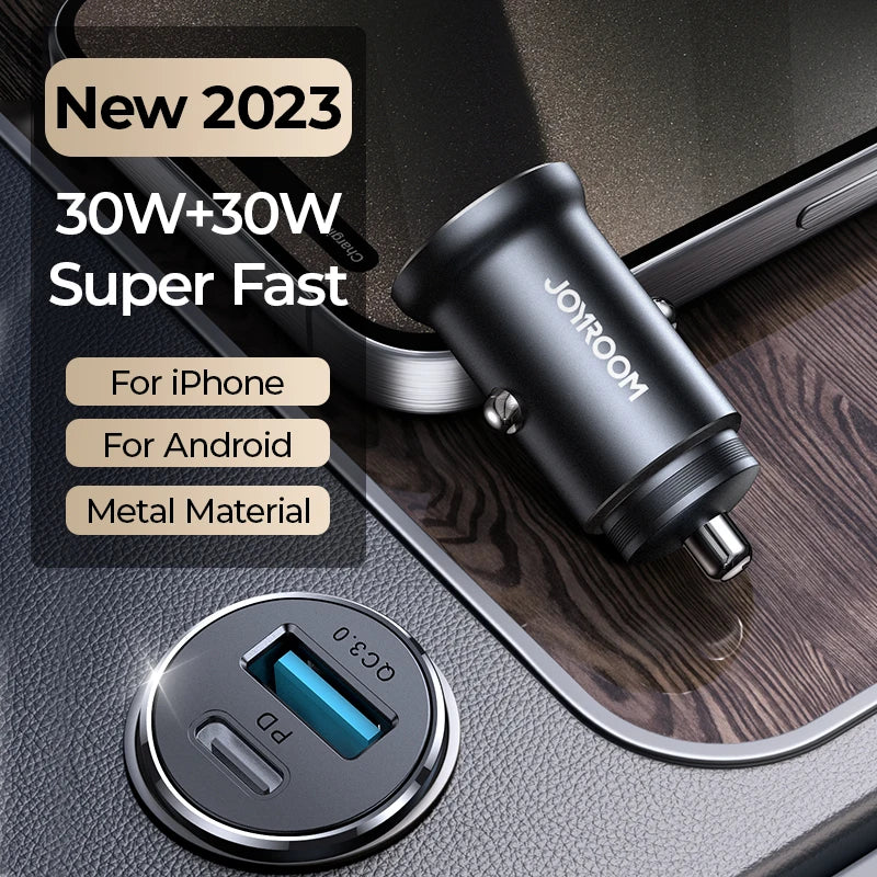 Joyroom 30W USB C Car Charger Adapter PD QC3.0 Mini & Metal USB