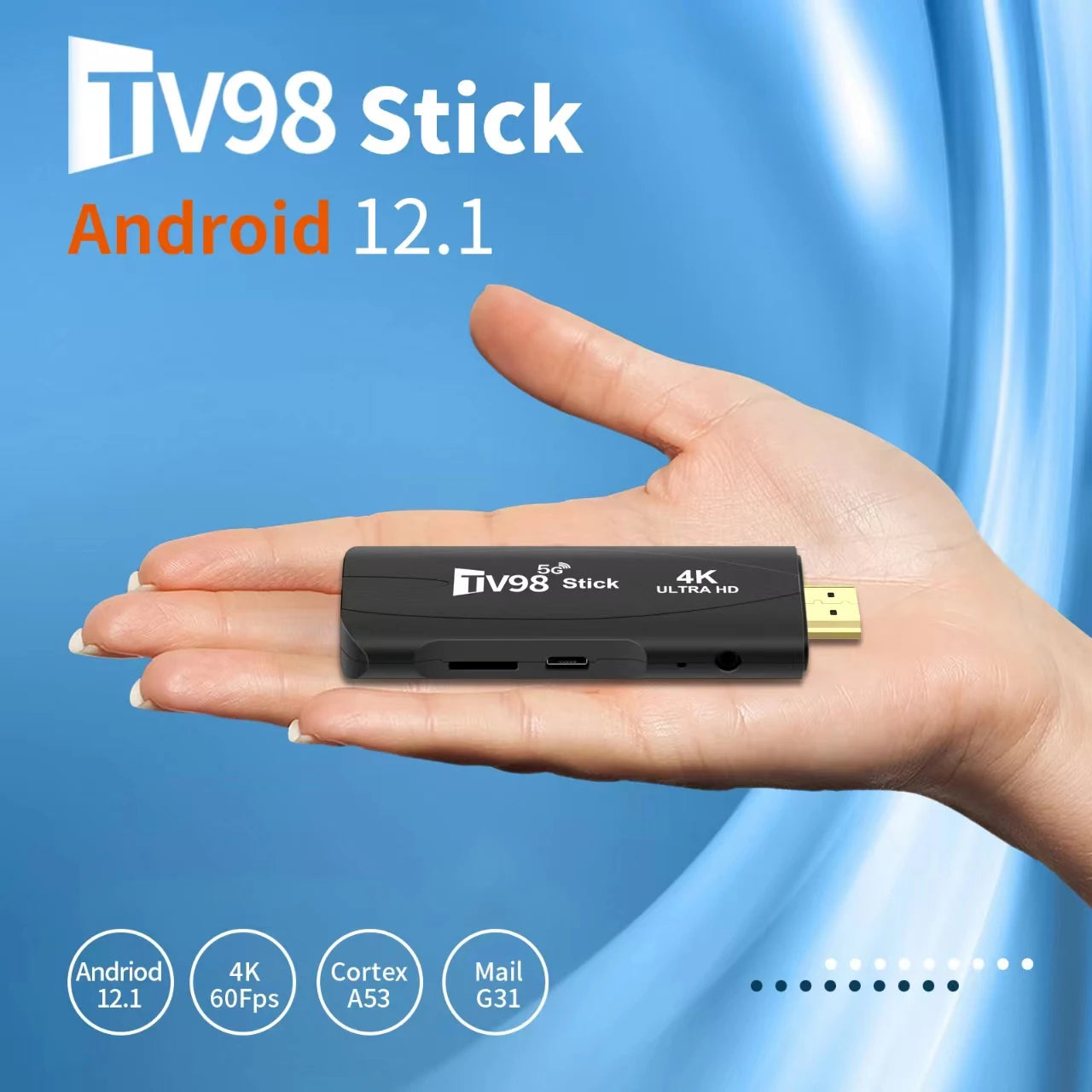 TV98 TV Stick Android 12.1 4K HD 2GB 16GB TV Stick 4G 5G Dual Wifi