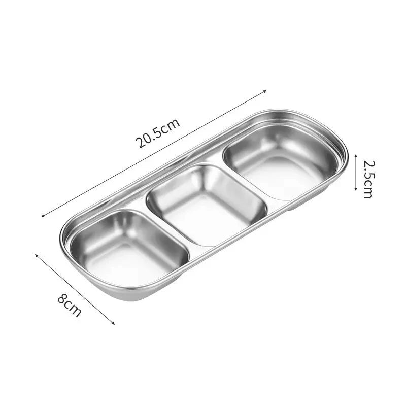 304 Stainless Steel 3-compartment Dip Tray Seasoning Sauce Seasoning