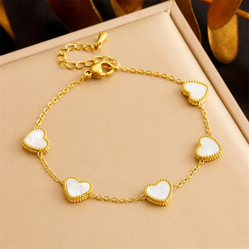 DIEYURO 316L Stainless Steel Simple Elegant White Shell Heart Necklace