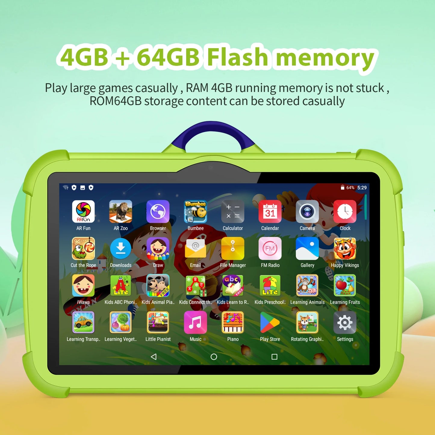 New Design 7 Inch BOW Camera Kids Tablets Quad Core 4GB RAM 64GB ROM