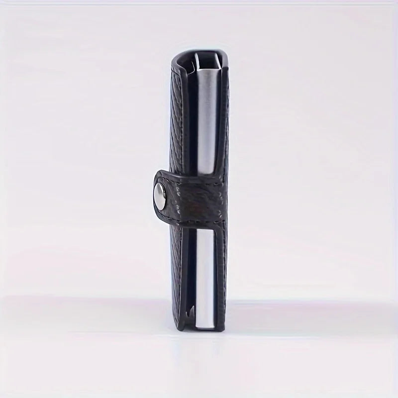 PU Leather Fiber Card Holder Wallet, RFID, Anti-Theft Brush, Pop-up,