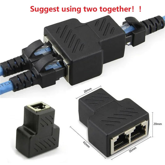 8P8C adapter connector network RJ45 distributor Ethernet 1-on-2