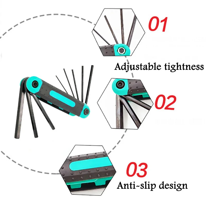 8 in 1 Folding Allen Wrench Set Metric Allen Key Set Tool Or Folding