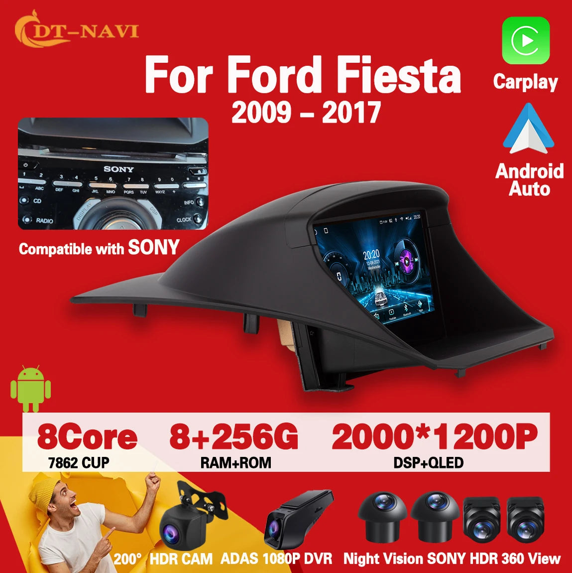 Car Radio Carplay For Ford Fiesta  Mk 6 2008-2019  Android
