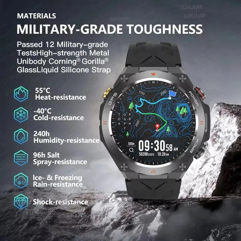 2024New Outdoor Military GPS Smart Watch Men AMOLED Screen Heart Rate