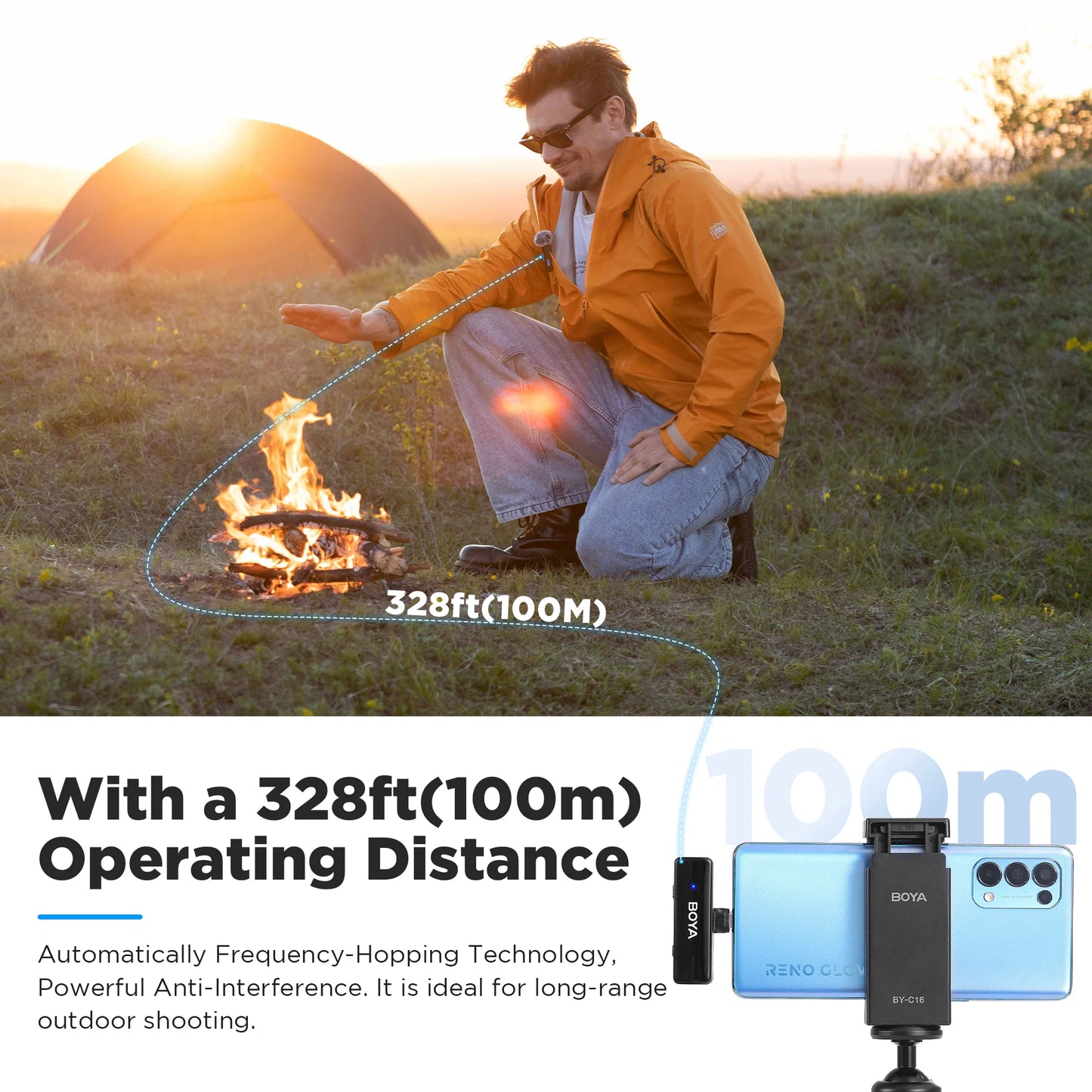 BOYA BOYALINK A Wireless Lavalier Lapel Microphone for iPhone Android