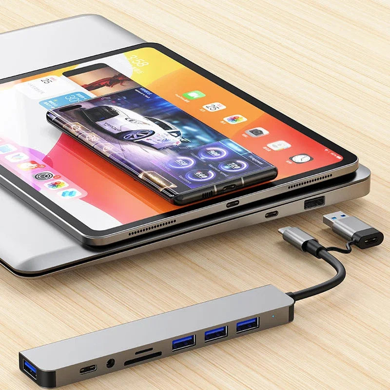 8 in 2 USB  Type C HUB Docking Station with 3.5mm Audio Jack Adapter