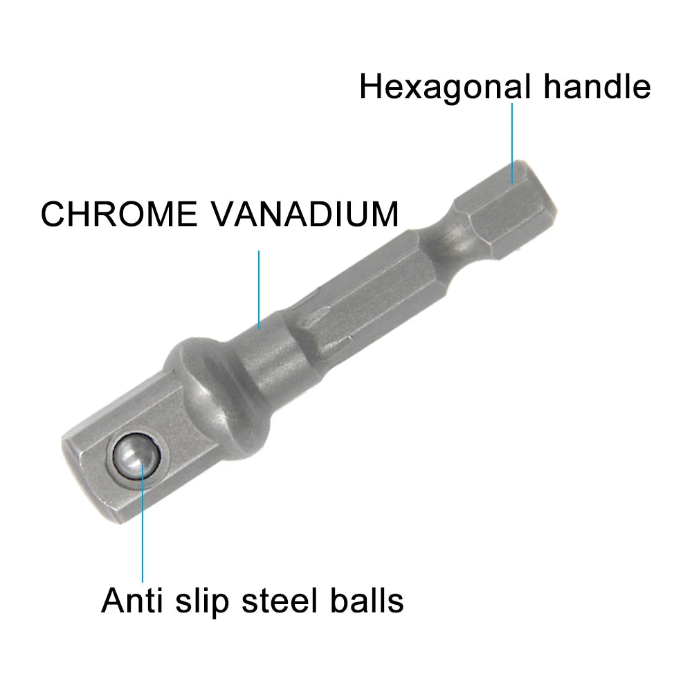 3PC Hexagonal Handle Natural Color Extension Rod 50mm Adapter 1/2