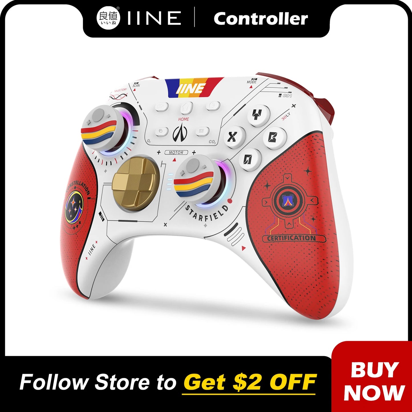 IINE Star-Field PC Controller Hall Effect Joystick & NFC Amiibo with