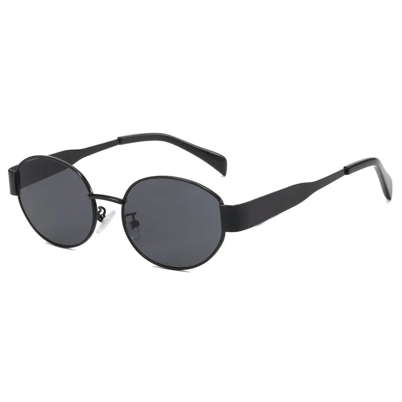 Small Metal Frame Oval Sunglasses For Women 2024 Brand Designer