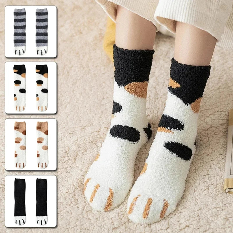 Plush Winter Funny Cute Style Animal Cat Paw Cartoon Pattern Women