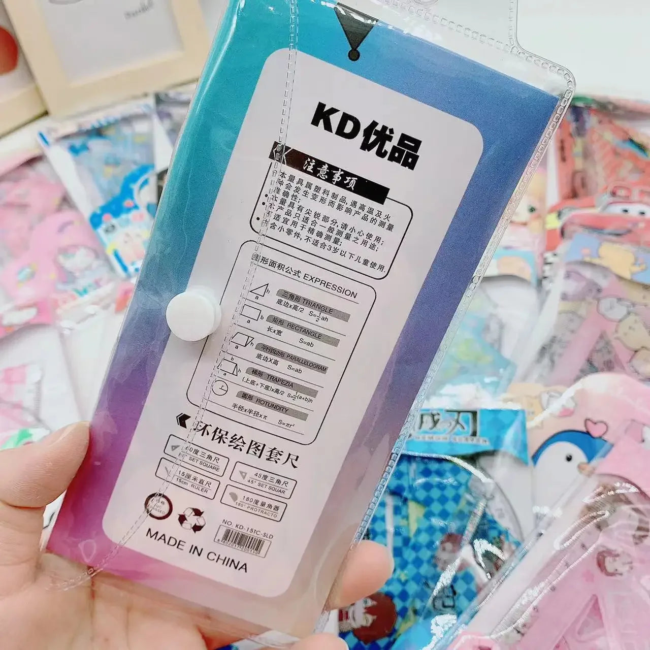 1Set MINISO Stitch Creative Ruler Set Student Study Stationery Ruler