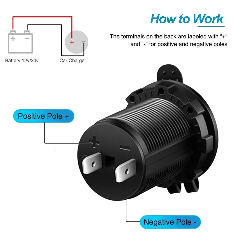 Car Cigarette Lighter Socket 12V-24V Waterproof Plug Power Outlet