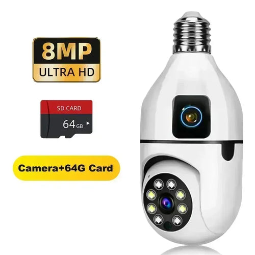 8MP E27 Bulb Surveillance WIFI Camera Human Tracking Full Color Night