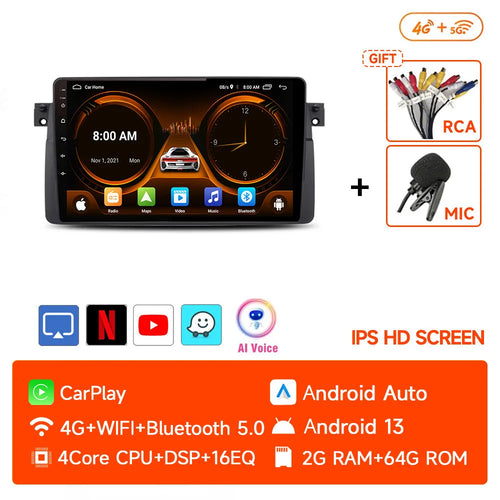 2 Din Android 13 Car Radio For BMW E46 M3 X5 1998-2006 Multimedia
