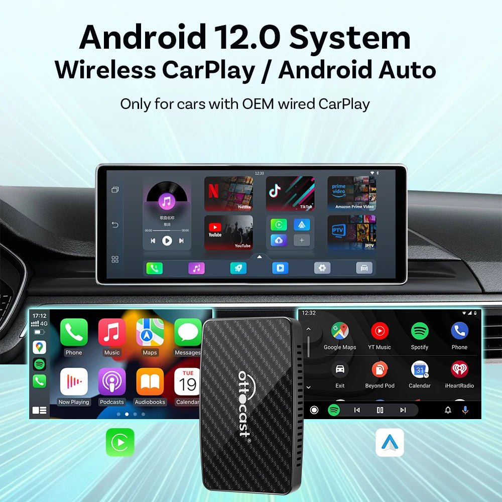 Ottocast Play2 Video Pro Ai Box Wireless CarPlay Android Auto Adapter
