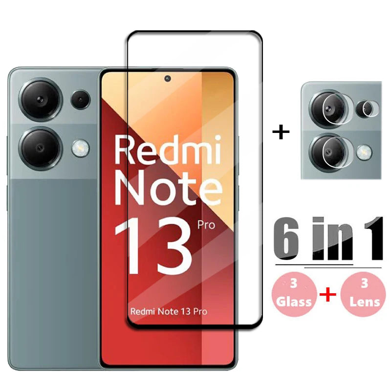 6in1 Glass For Redmi Note 13 Pro Global Full Cover Tempered Glass