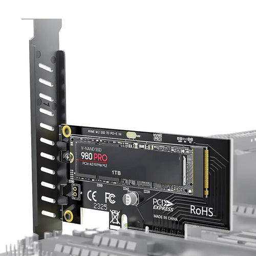 JEYI M.2 NVME to PCIe 4.0 3.0 SSD Adapter, 64Gbps PCIe 4.0 X4 X8 X16