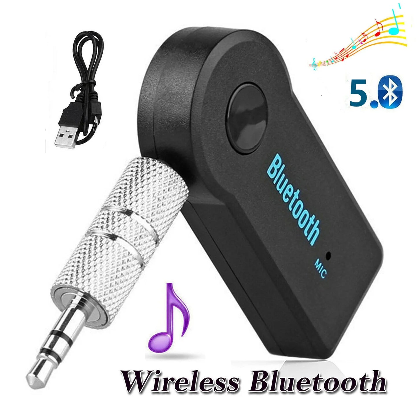 2 in 1 Wireless Bluetooth 5.0 Receiver Adapter 3.5mm Jack For Car