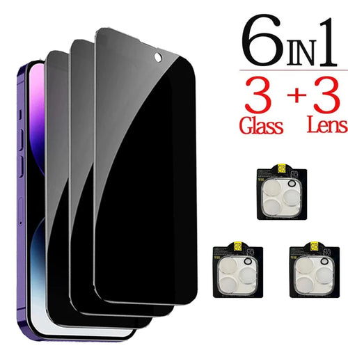 Anti-Spy Glass For iPhone 16 15 14 13 Pro Max Privacy Screen