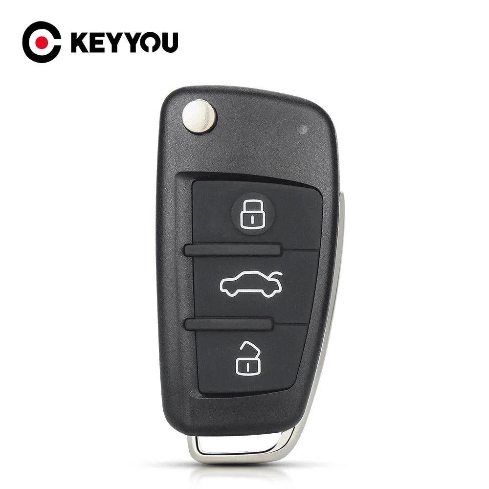 KEYYOU Replacement Flip Remote Car Key Case Shell For Audi A2 A3 A4 A6