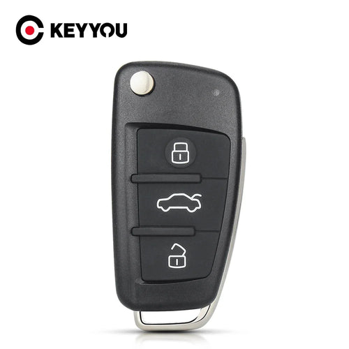 KEYYOU Replacement Flip Remote Car Key Case Shell For Audi A2 A3 A4 A6