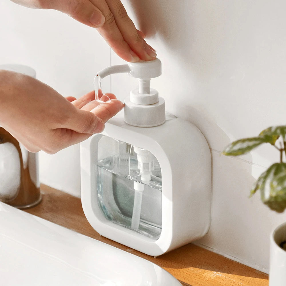 A large-capacity soap dispenser bottle, transparent visible plastic