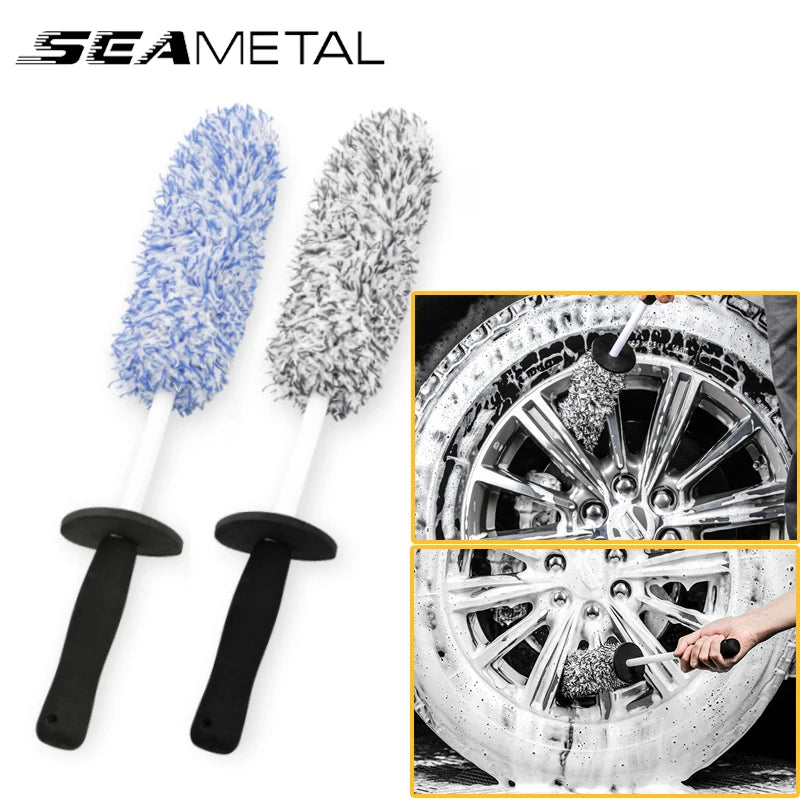SEAMETAL Car Wash Brush Plush Premium Wheels Brush Non-Slip Handle