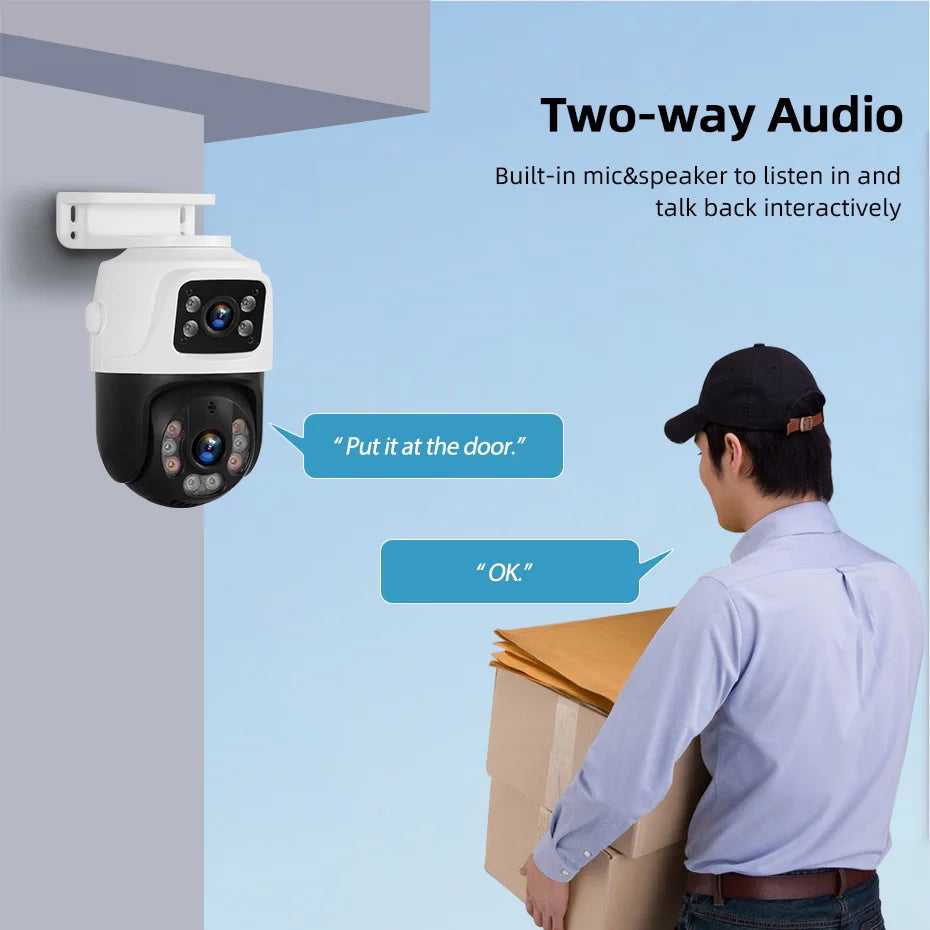 KERUI Outdoor Dual Lens PTZ 6MP POE IP Camera Home Security Camera