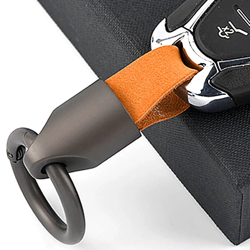 New Cowhide Leather Keychains for Women Men Waist Belt Buckle