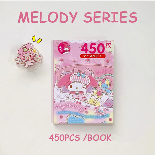 450Pcs Sanrio Kuromi Hello Kitty Sticker Book My Melody Goo Card